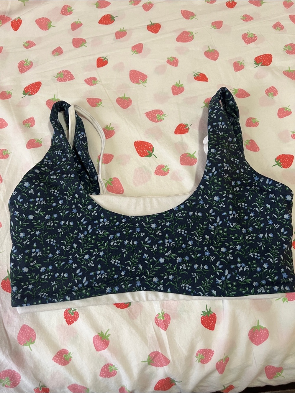 Abercrombie & Fitch Navy Floral Sports Bra